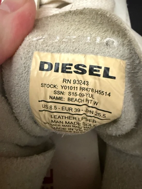 Diesel White High-Top Sneakers with Red Zipper Detail “Beach Pit” Leather - Picture 6 of 8